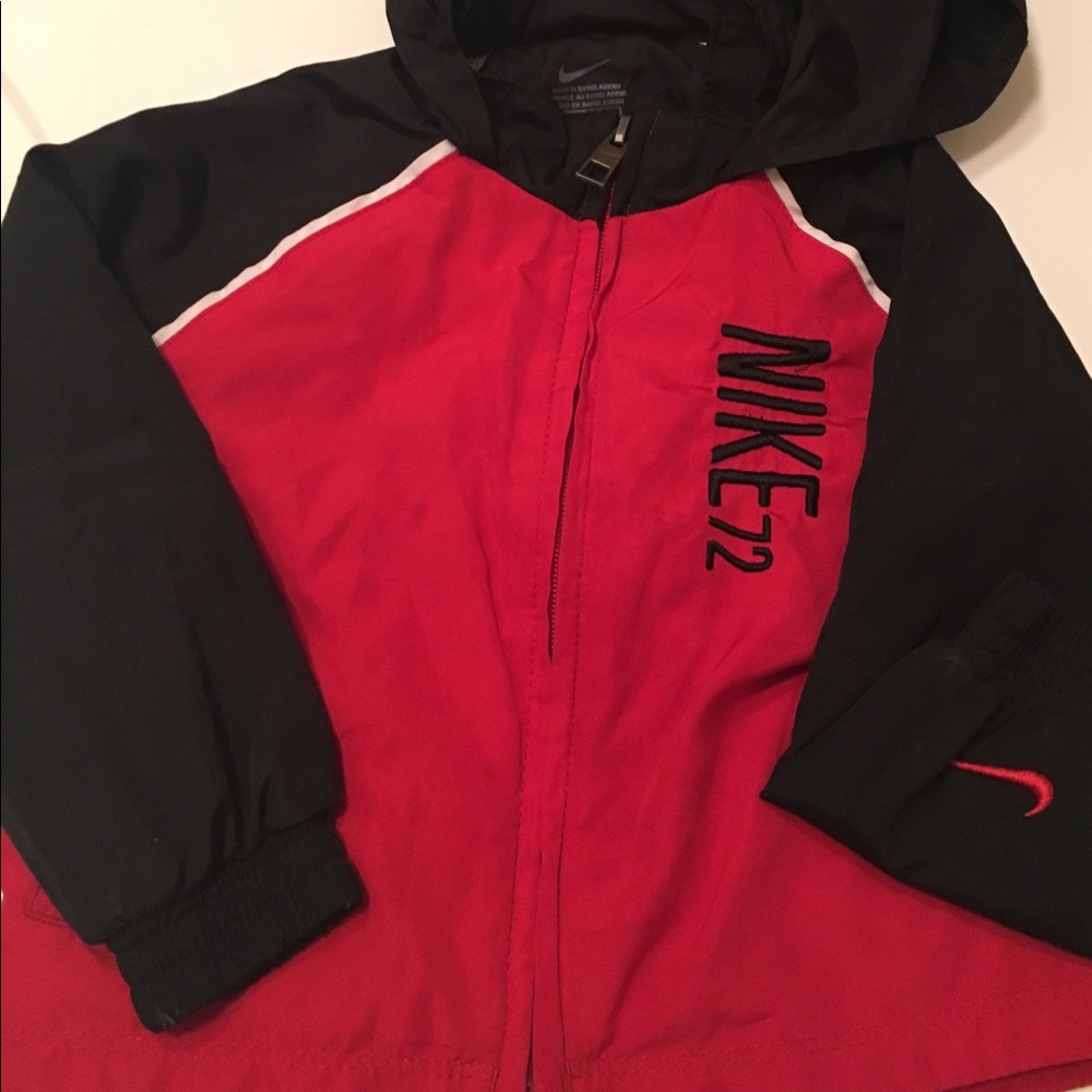 Nike red and black jacket with hoodie